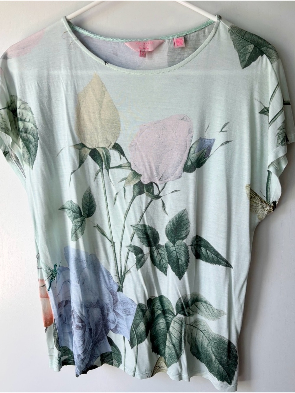 Ted Baker Floral Print Short Sleeve Tee - Pastel Rose
